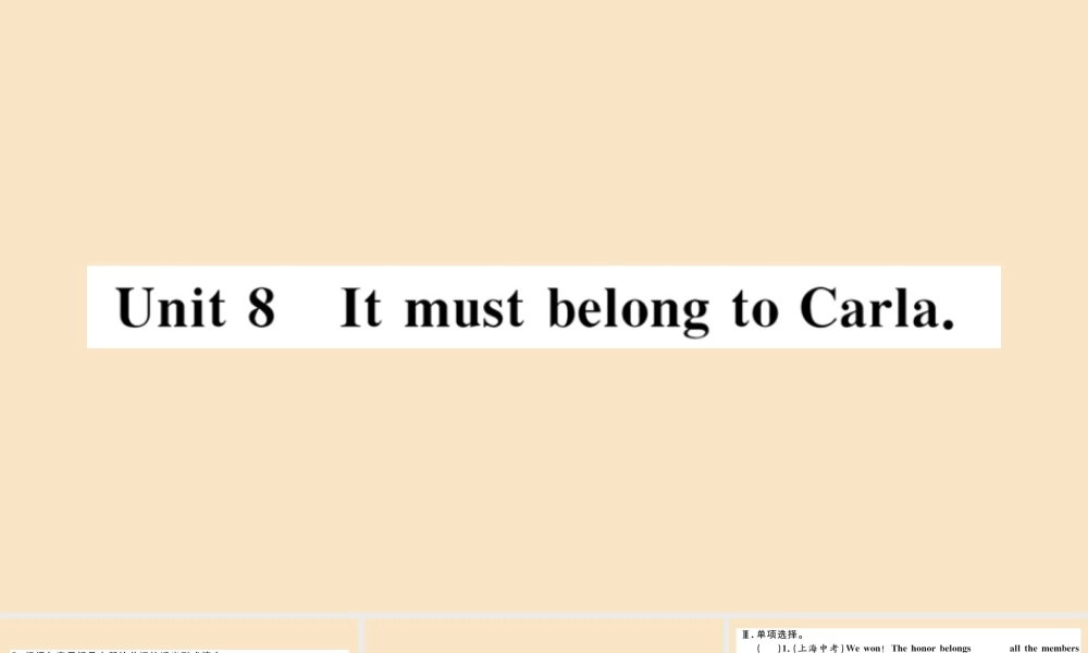 九年级英语全册 Unit 8 It must belong to Carla(第1课时)作业课件 (新版)人教新目标版 课件
