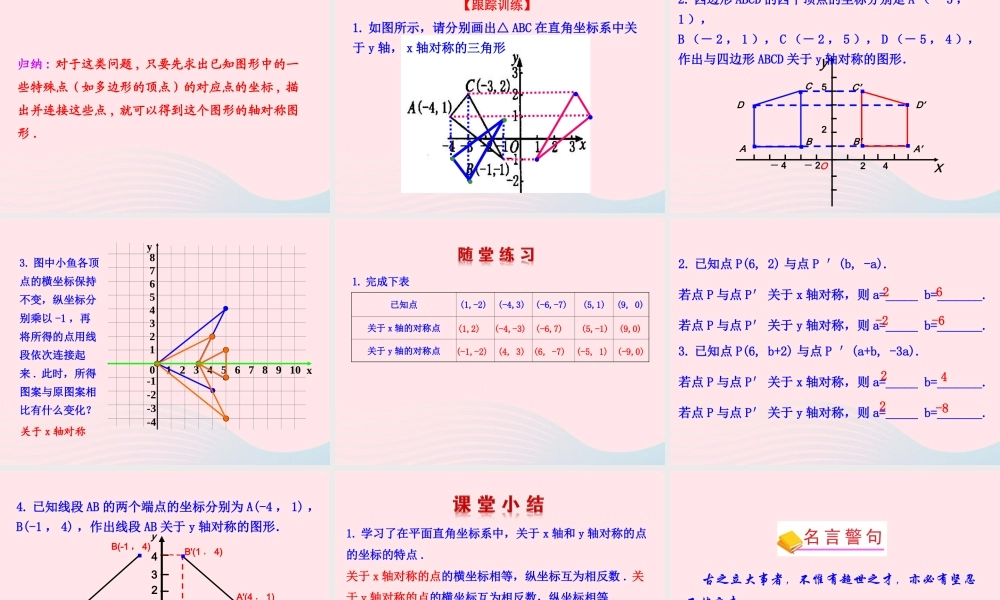 七年级数学上册 第五章 位置与坐标 3轴对称与坐标变化课件 鲁教版五四制 课件