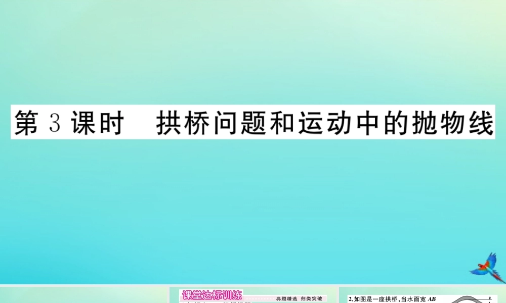 九年级数学上册 第22章 二次函数 223 实际问题与二次函数 第3课时 拱桥问题和运动中的抛物线作业课件 (新版)新人教版 课件