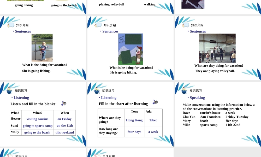 八年级英语上册 Unit 3 What are you doing for vacation(一)课件 人教新目标版 课件
