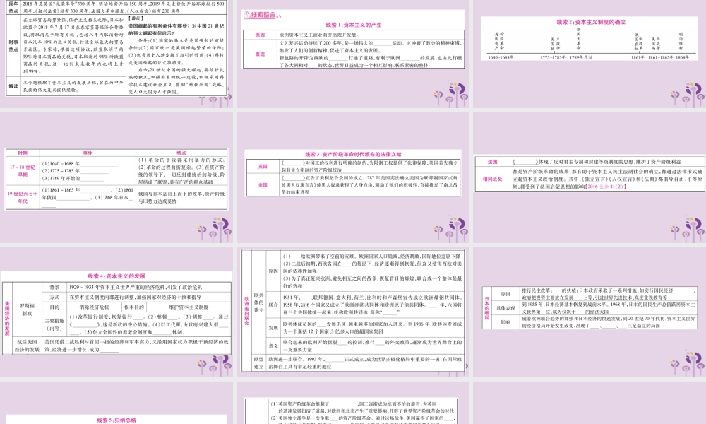 中考历史复习 第二篇 知能综合提升 专题突破5 资本主义的发展历程课件