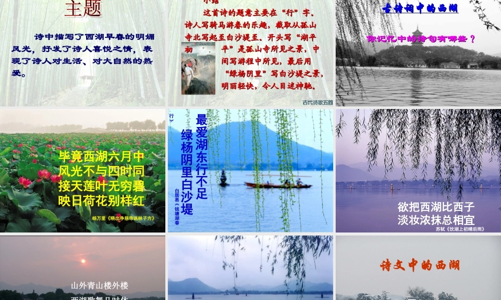 八年级语文上册(钱塘湖春行)课件10长春版 课件