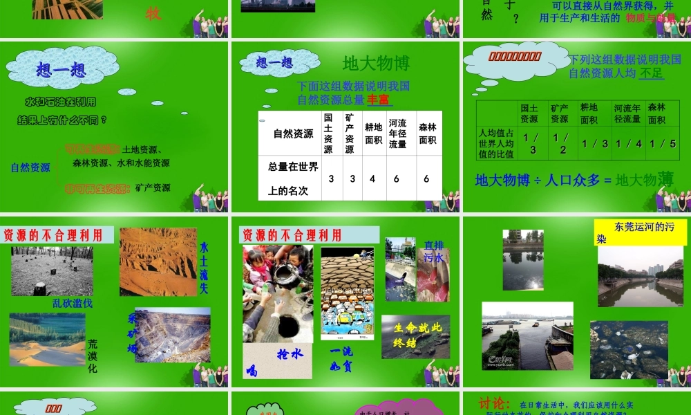 八年级地理上册 自然资源总量丰富人均不足课件 人教新课标版 课件