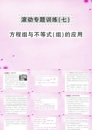七年级数学下册 滚动专题训练(七) 方程组与不等式(组)的应用课件 (新版)新人教版 课件