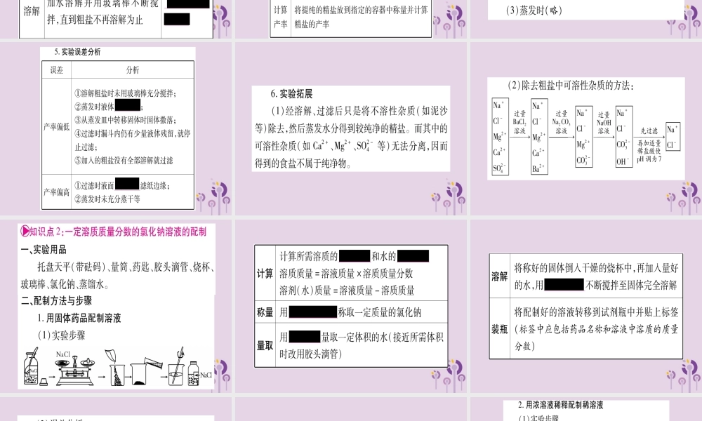 中考化学复习 第一部分 基础知识 第三单元 化学实验 第17讲 粗盐提纯 溶液配制(精讲)课件