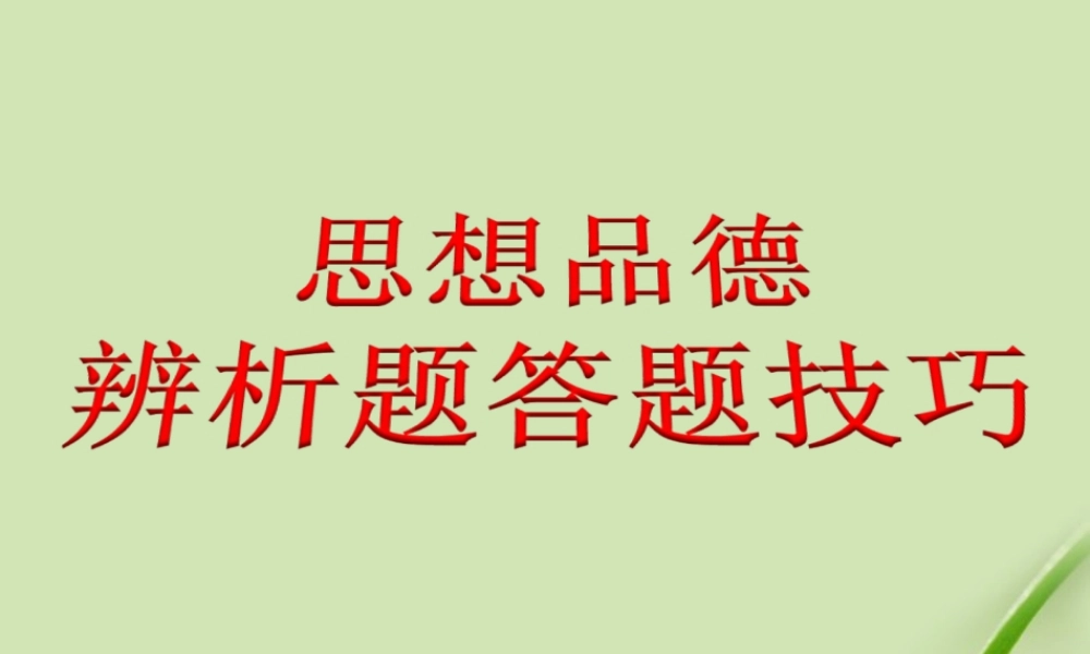 中考政治 辨析题专题讲座课件
