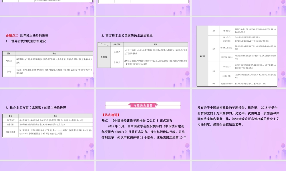 中考历史复习 专题七 中外历史上的民主与法治建设课件