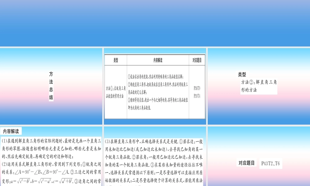 九年级数学下册 第28章 锐角三角函数本章方法、易错总结课堂导练课件(含中考真题)(新版)新人教版 课件