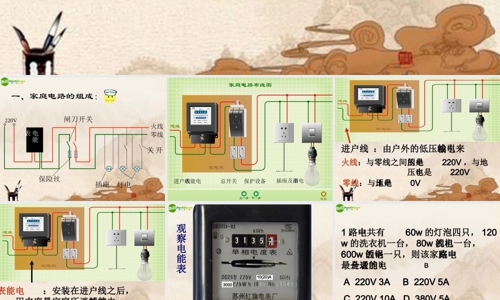 九年级物理 第五节家庭电路课件 北师大版 课件