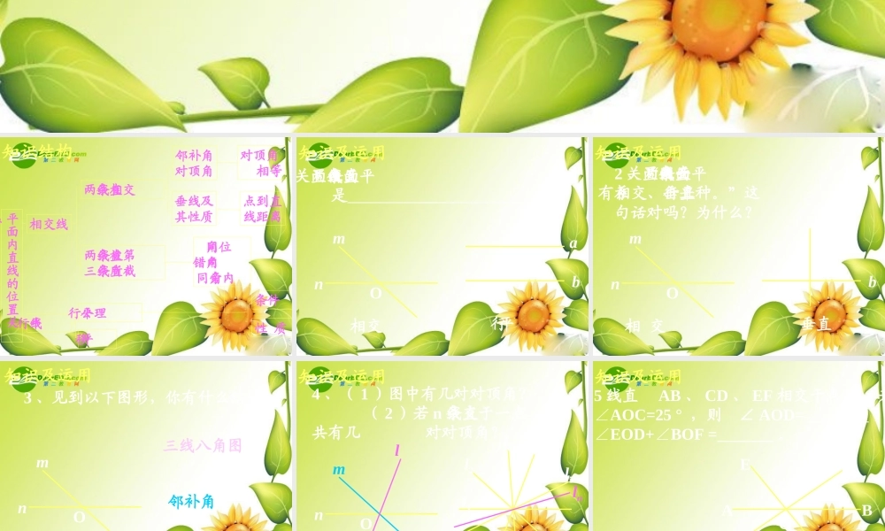 七年级数学下册第五章相交线与平行线复习课件1人教版 课件