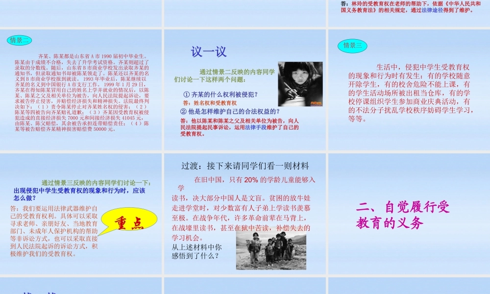 八年级政治下册 第十二课我的受教育权第二课时课件 陕教版 课件