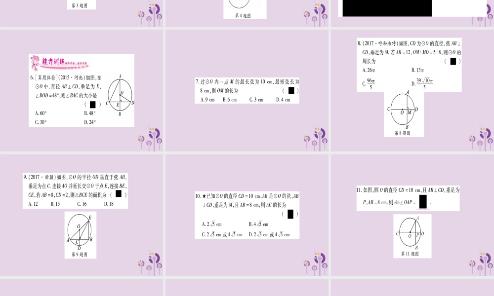 九年级数学下册 第2章 圆 23 垂径定理作业课件 (新版)湘教版 课件