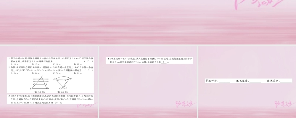 九年级数学上册 第23章 图形的相似 233 相似三角形 2334 相似三角形的应用练习课件 (新版)华东师大版 课件