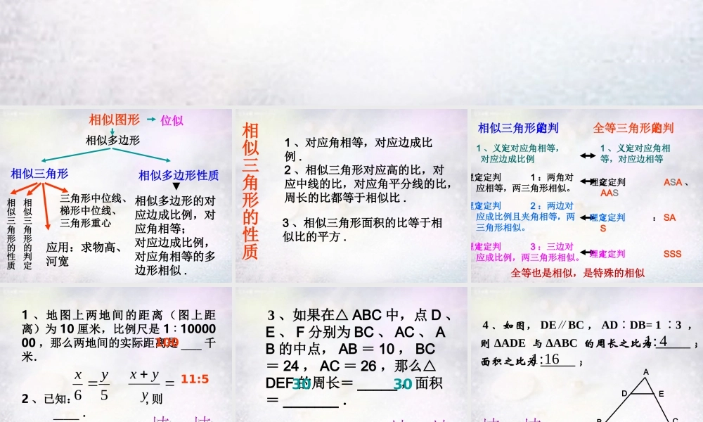 九年级数学下册 第27章 相似复习一课件 (新版)新人教版 课件