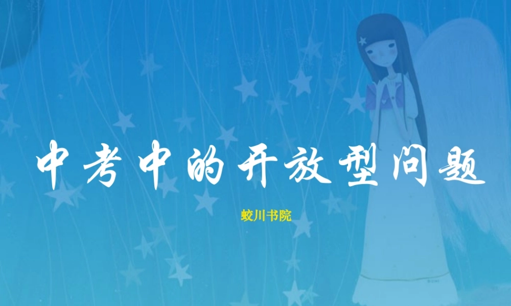 宁波市镇海区蛟川书院中考数学中考中的开放型问题 试题