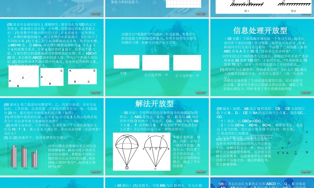 宁波市镇海区蛟川书院中考数学中考中的开放型问题 试题