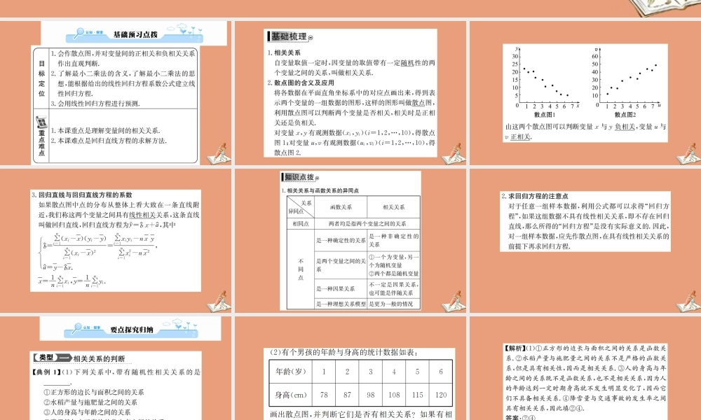 数学 第二章 统计 2.3 变量间的相关关系教学课件 新人教A版必修3 课件