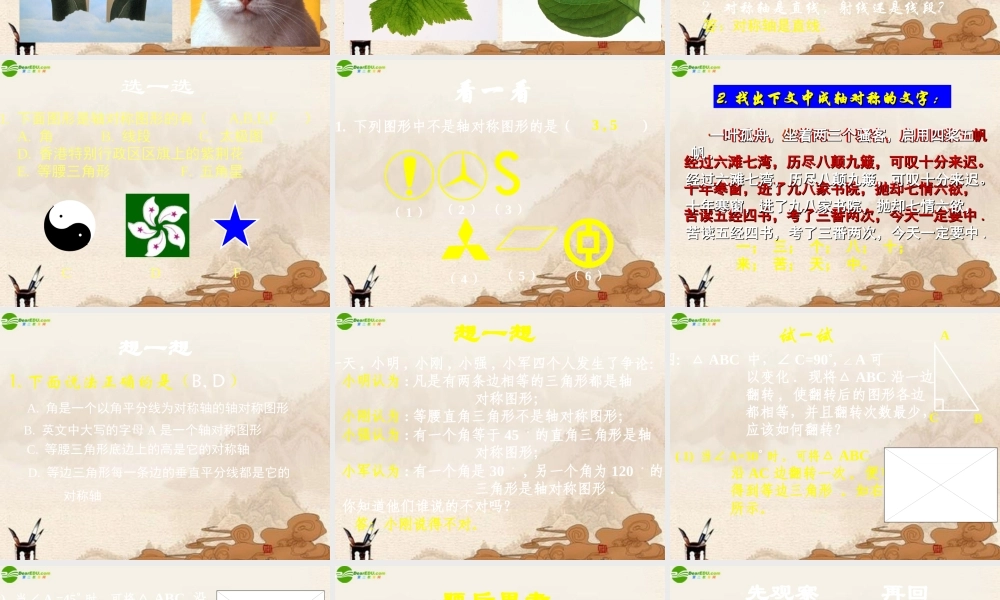 七年级数学下册 (轴对称现象)课件 北师大版 课件