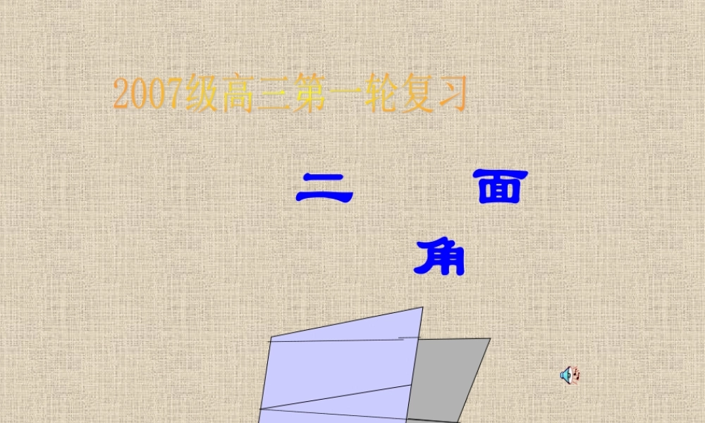 二面角高三数学第一轮复习立体几何课件 新课标 人教版 课件