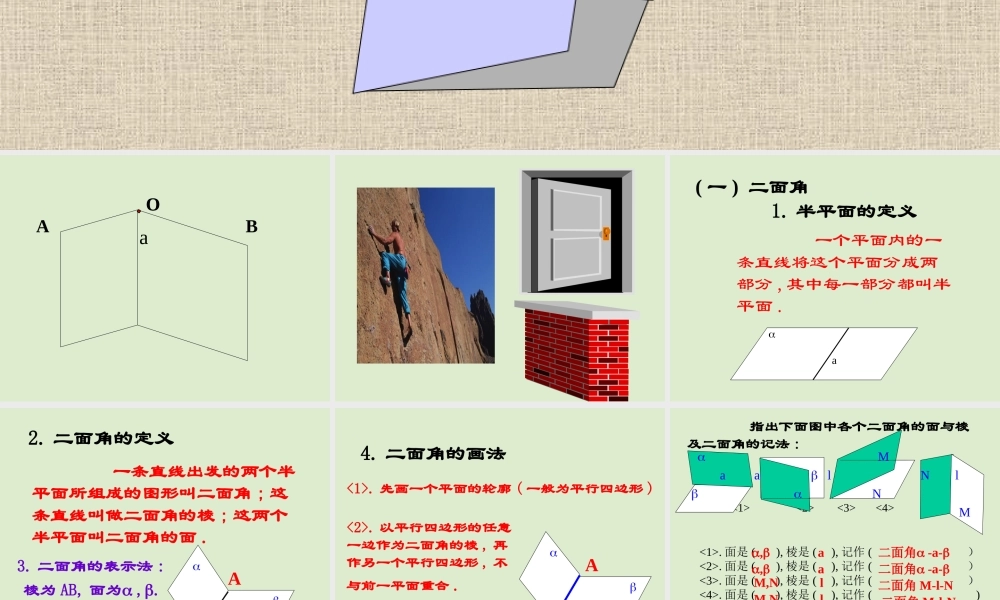 二面角高三数学第一轮复习立体几何课件 新课标 人教版 课件