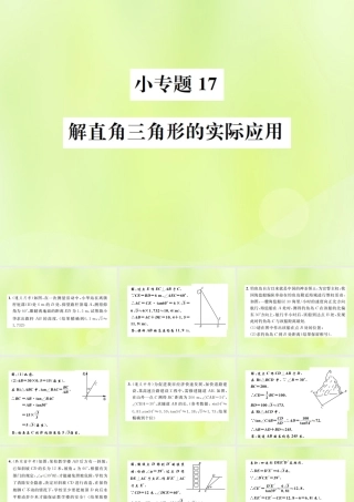 九年级数学下册 第二十八章 锐角三角函数 小专题17 解直角三角形的实际应用课件 (新版)新人教版 课件
