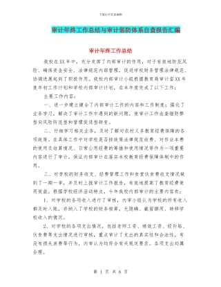 审计年终工作总结与审计惩防体系自查报告汇编
