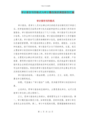 审计报告写作格式与审计整改现状调查报告汇编