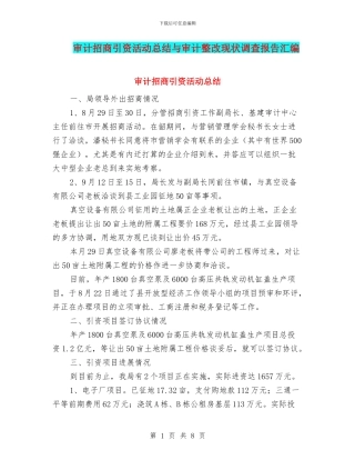 审计招商引资活动总结与审计整改现状调查报告汇编