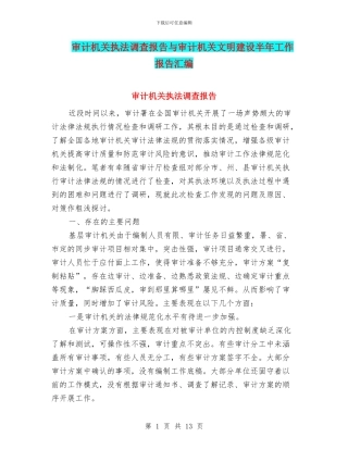 审计机关执法调查报告与审计机关文明建设半年工作报告汇编