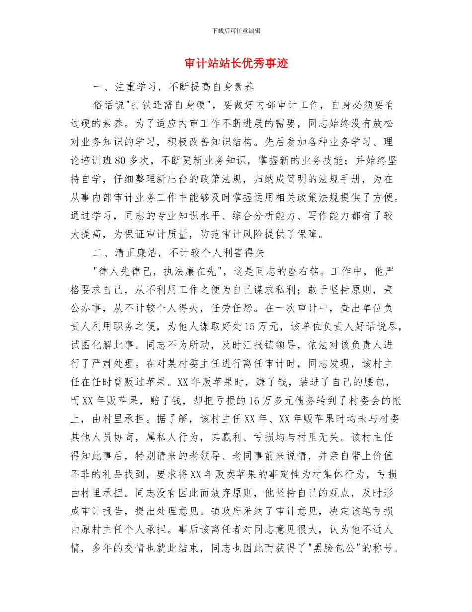 审计科计算机审计工作总结与审计站站长优秀事迹汇编_第3页