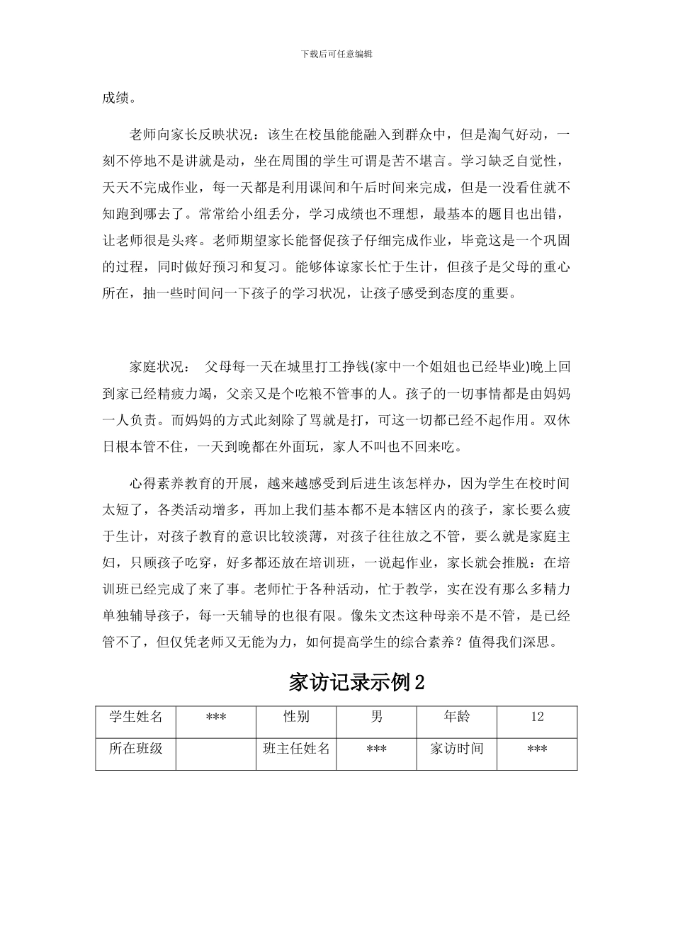 家访工作记录示例范文2篇_第3页