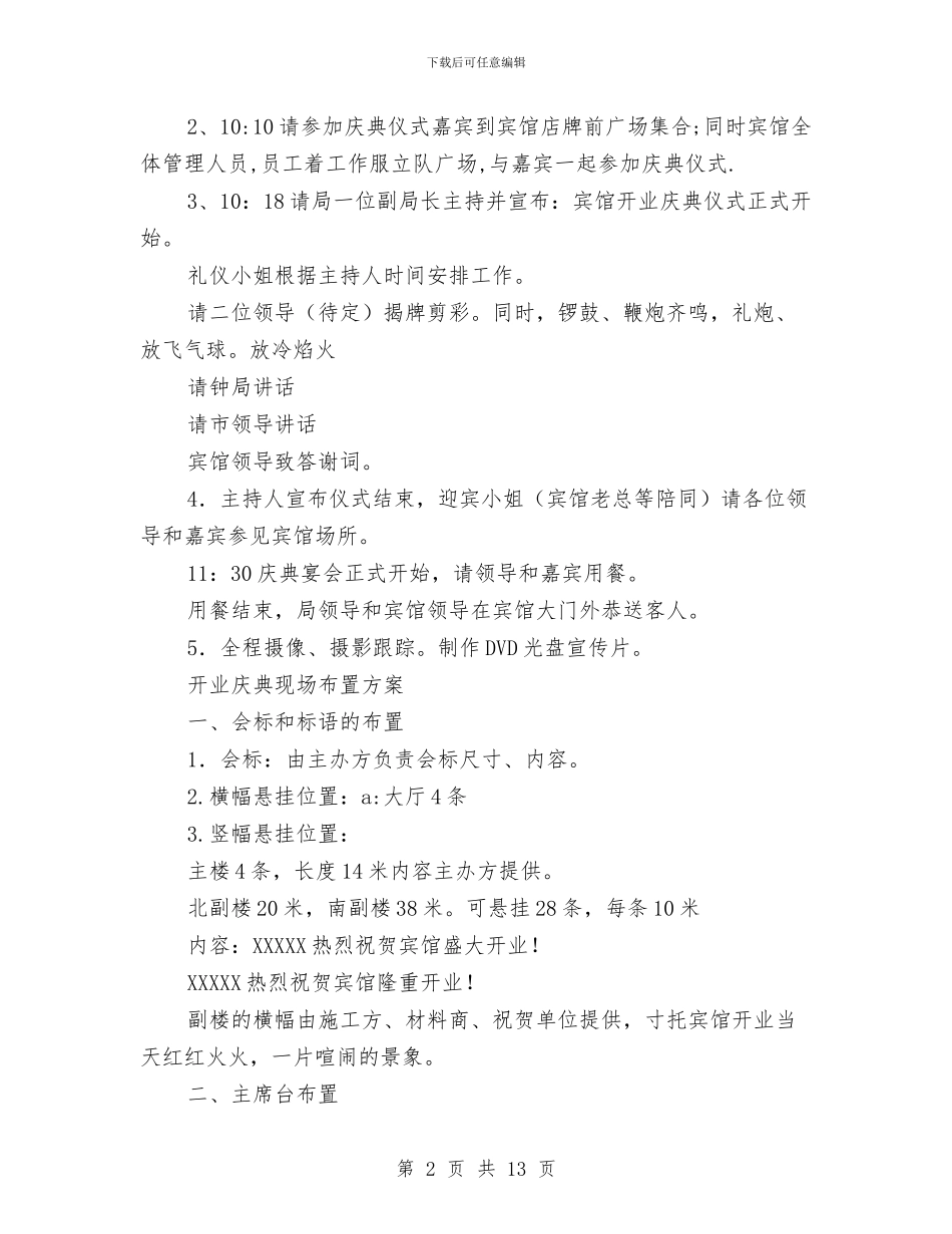 宾馆开业庆典活动策划方案与宾馆改造设计评审会议纪要汇编_第2页