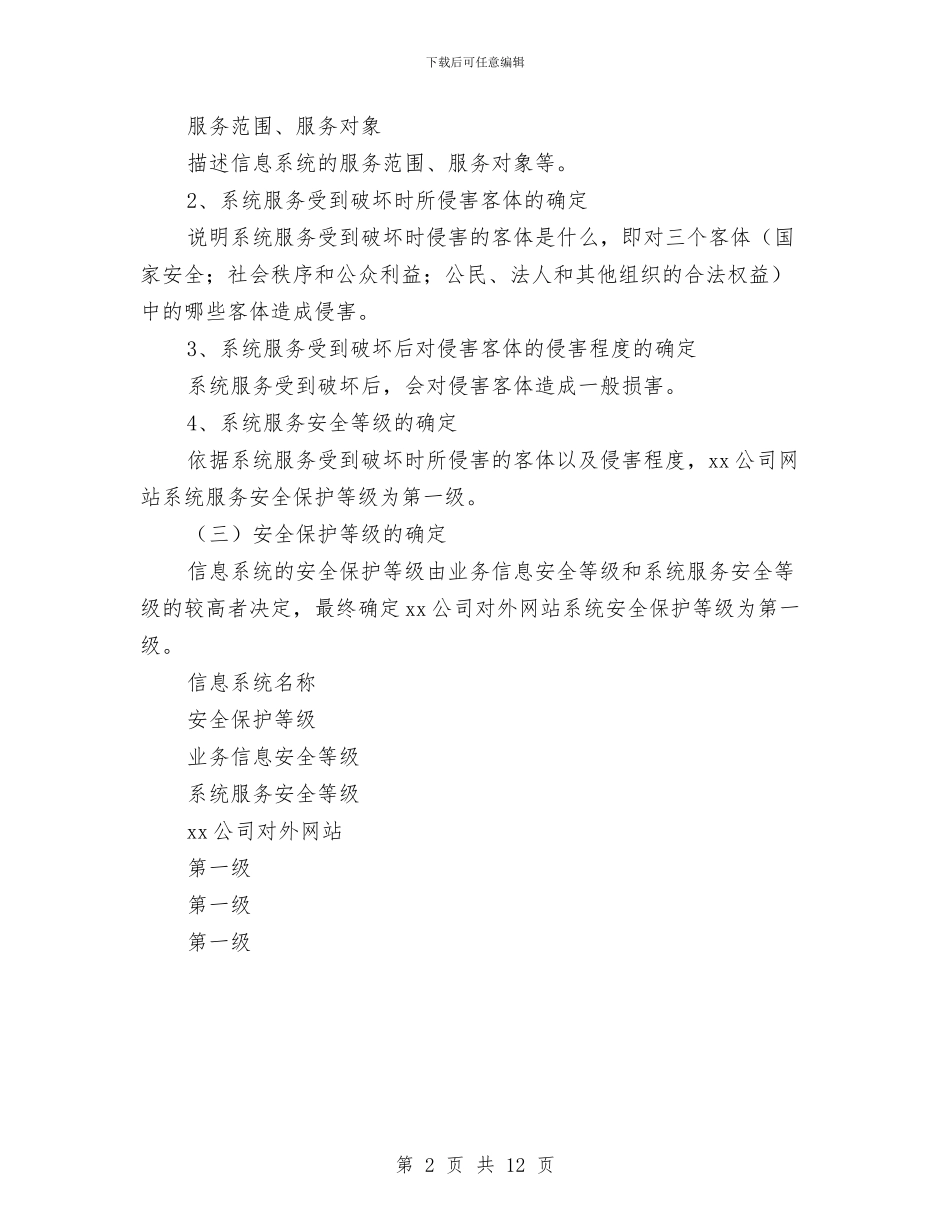 对外网站安全等级保护定级报告与对我镇开展社会主义荣辱观教育活动的几点意见汇编_第2页