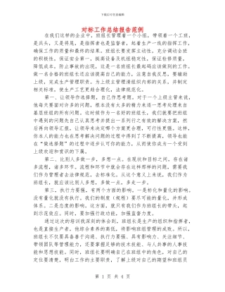 对标工作总结报告范例