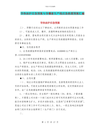 导热油炉应急预案与导爆索生产线应急救援预案汇编