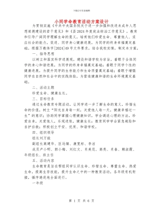 小同学命教育活动方案设计