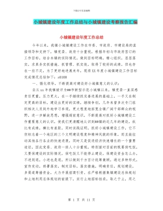 小城镇建设年度工作总结与小城镇建设考察报告汇编