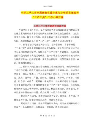 小学三严三实专题教育实施方案与小学党支部践行“三严三实”工作心得汇编