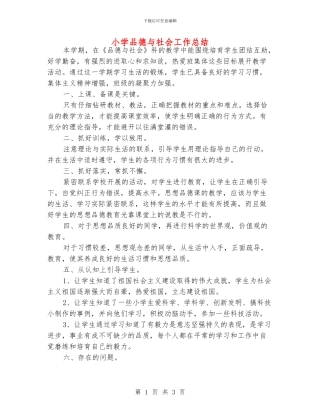 小学品德与社会工作总结