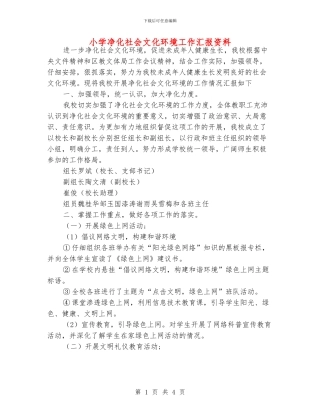 小学净化社会文化环境工作汇报资料