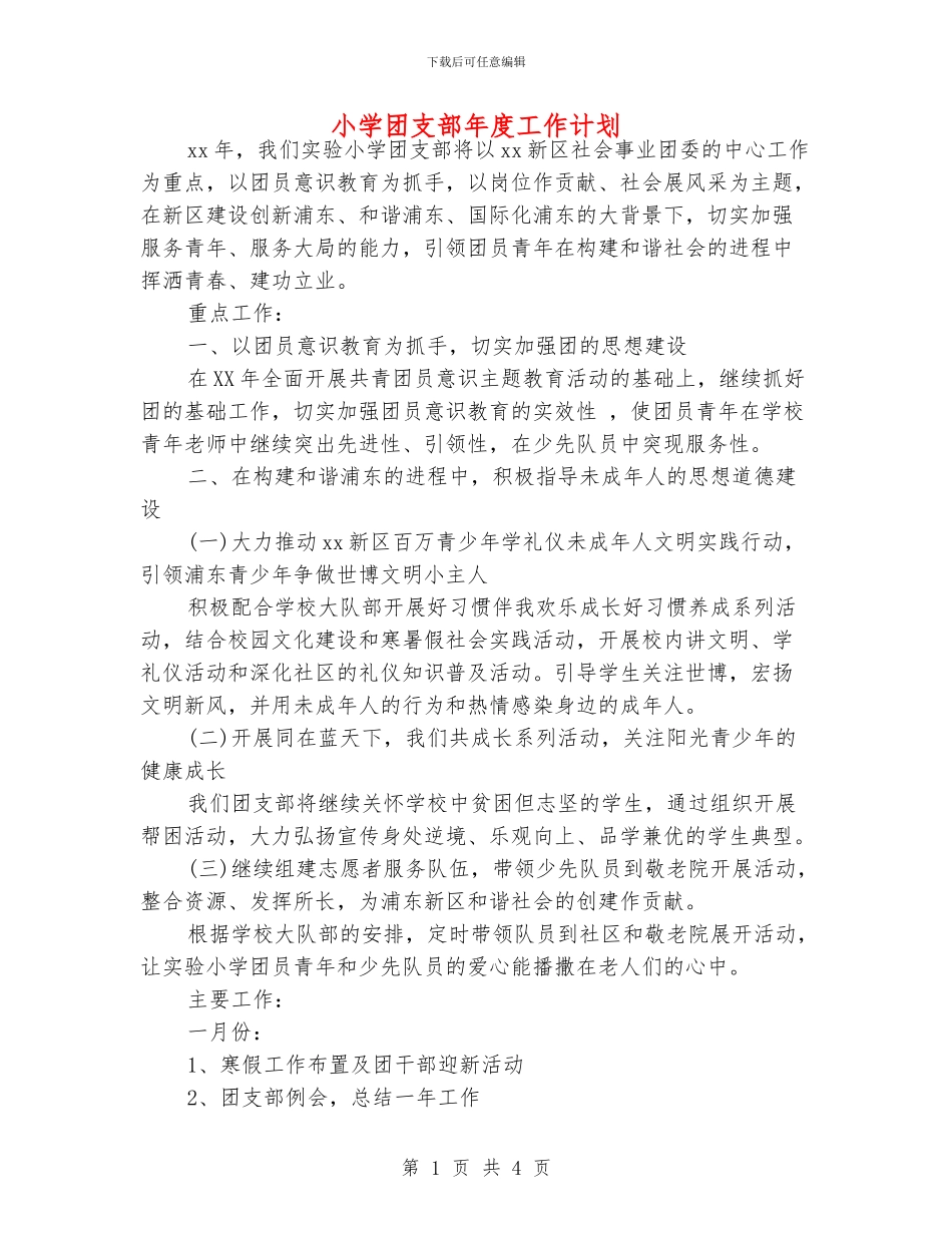 小学团支部年度工作计划_第1页