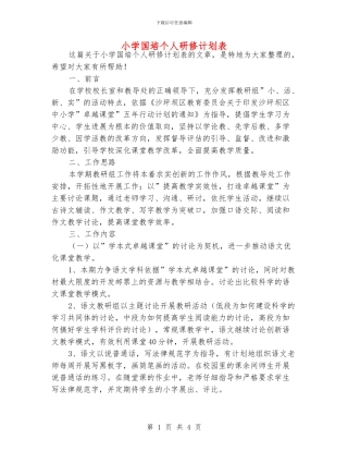 小学国培个人研修计划表