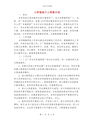 小学国培个人研修计划