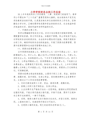 小学学校财务出纳工作总结