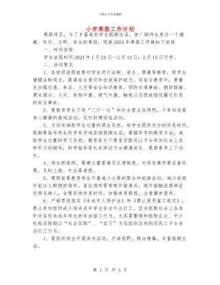 小学寒假工作计划