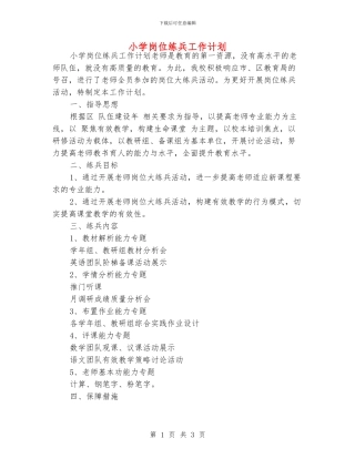 小学岗位练兵工作计划