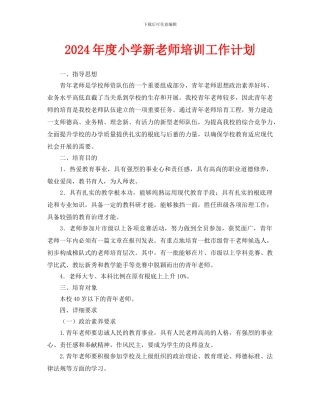 小学新教师培训工作计划