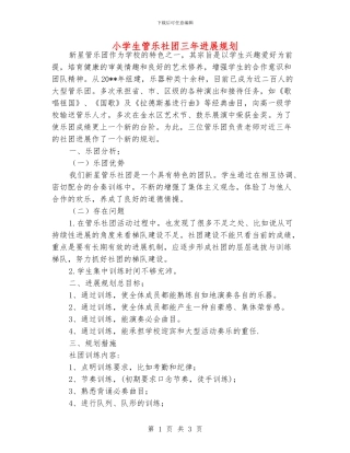 小学生管乐社团三年发展规划