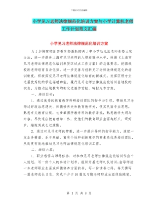 小学见习教师规范化培训方案与小学计算机教师工作计划范文汇编