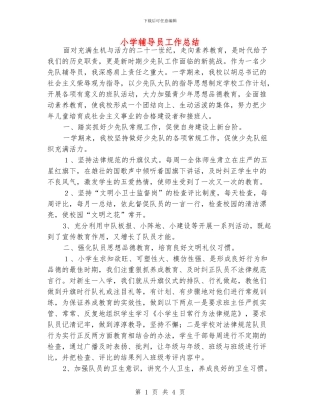 小学辅导员工作总结